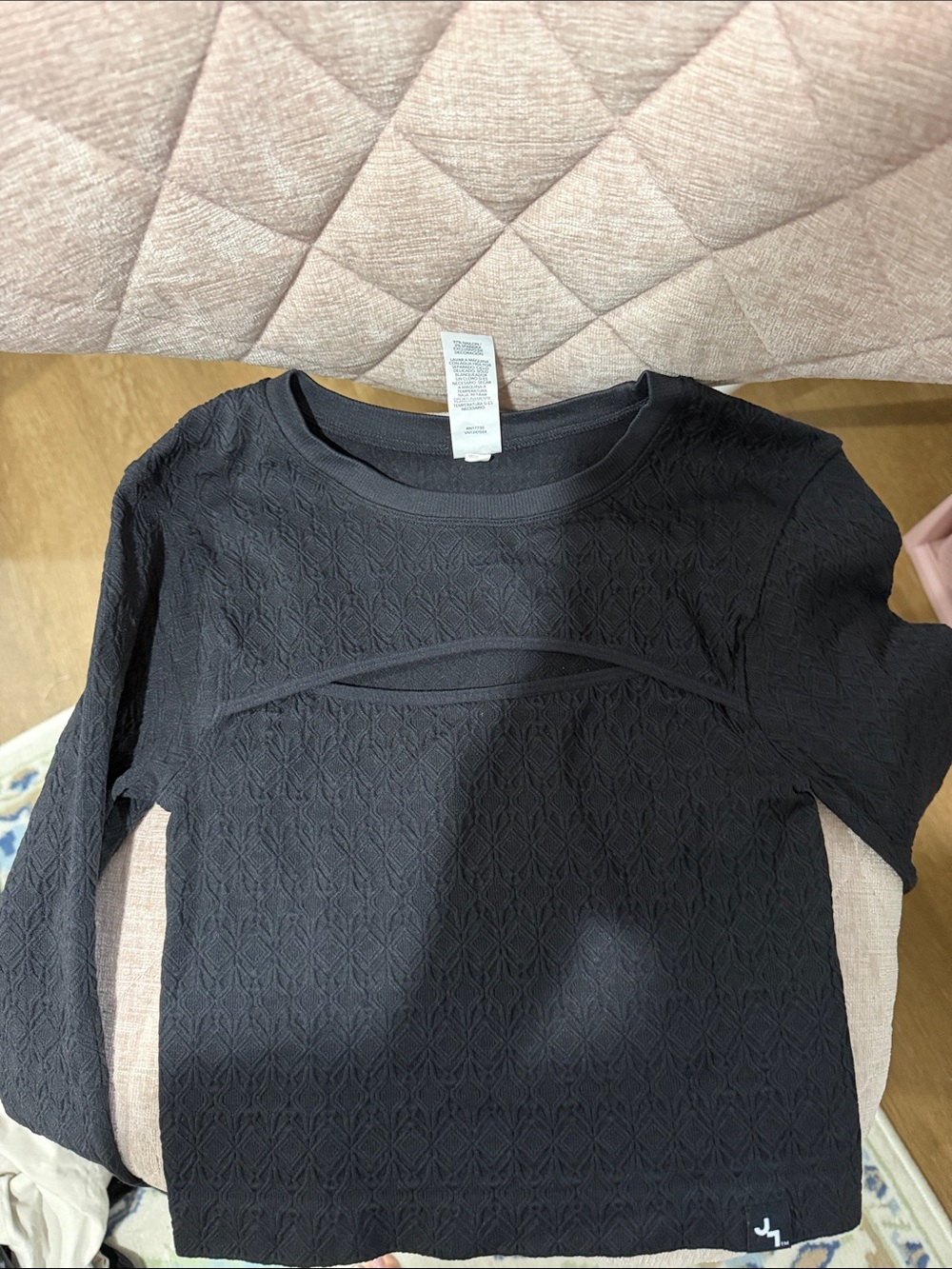 JoyLab Black Textured Long-Sleeve Crew Top